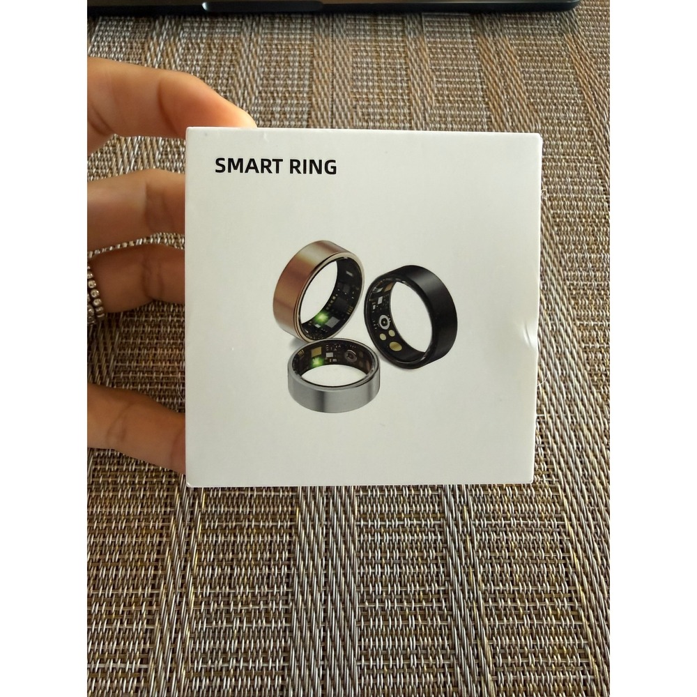 SMART RING Adult Unisex Size 10 Silver Rechargeable Fitness Tracker Band
